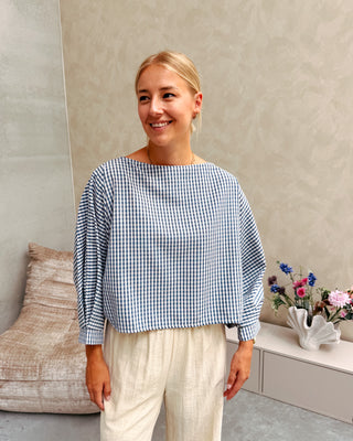 CINDY CHECK BLOUSE - BLUE