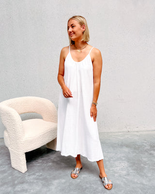 EMILIE TERRY MAXI DRESS - WHITE - By Lenz