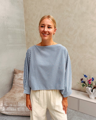 CINDY CHECK BLOUSE - BLUE