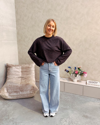 CASUAL CLUB STRIPED LONGSLEEVE - MARINE/BROWN - By Lenz