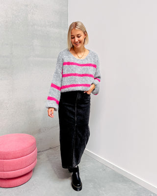 DANAE STRIPED KNIT - GREY/PINK