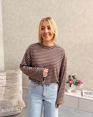 CASUAL CLUB STRIPED LONGSLEEVE - CHOCO/CREAM - By Lenz
