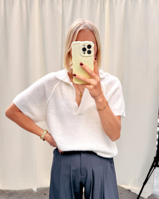 LIMA SHORT SLEEVE KNIT - CREAM - By Lenz