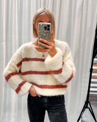 DANAE STRIPED KNIT - CREAM/BROWN