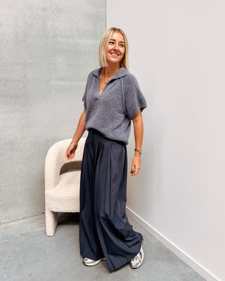 LIMA SHORT SLEEVE KNIT - GREY - By Lenz