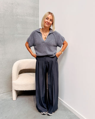 LIMA SHORT SLEEVE KNIT - GREY - By Lenz