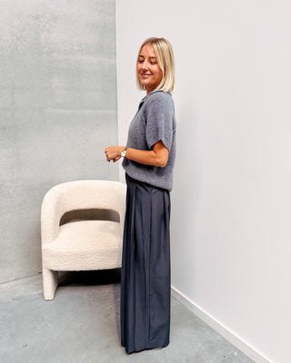 LIMA SHORT SLEEVE KNIT - GREY - By Lenz