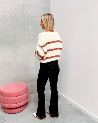 DANAE STRIPED KNIT - CREAM/BROWN