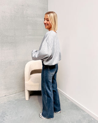 NURIA V-NECK BALLOON SWEATER - GREY - By Lenz