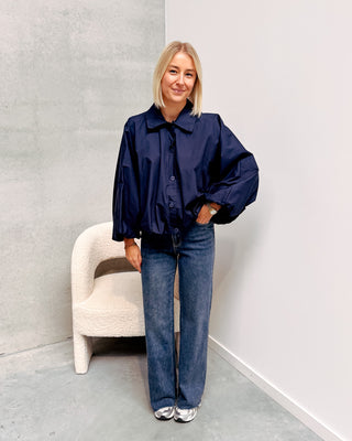 TARA STATEMENT BLOUSE - NAVY BLUE - By Lenz