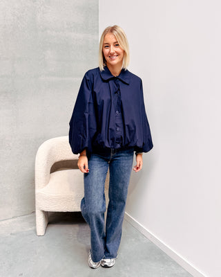 TARA STATEMENT BLOUSE - NAVY BLUE - By Lenz