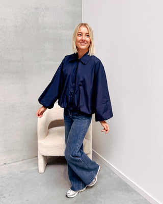 TARA STATEMENT BLOUSE - NAVY BLUE - By Lenz
