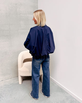 TARA STATEMENT BLOUSE - NAVY BLUE - By Lenz