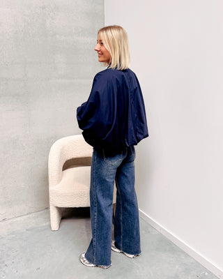 TARA STATEMENT BLOUSE - NAVY BLUE - By Lenz