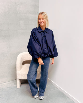 TARA STATEMENT BLOUSE - NAVY BLUE - By Lenz