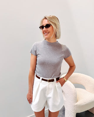 SOFIA SOFT RUCHED TOP - GREY - By Lenz