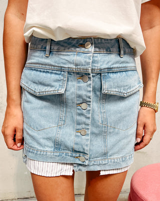 BELLE BUTTON DENIM SKIRT - By Lenz