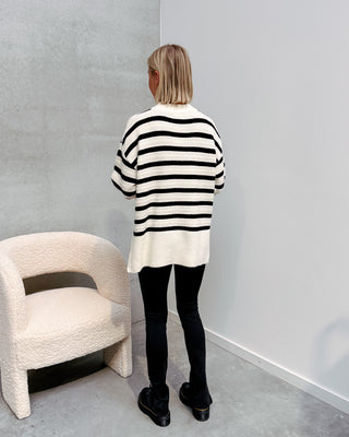 SHELBY STRIPED KNIT - WHITE/BLACK