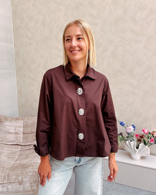 ZETA STRASS BLOUSE - BROWN
