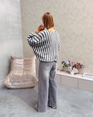 SNUGGLE STRIPES KNIT - GREY - By Lenz