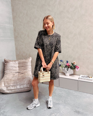 CHARLENE DENIM DRESS - LEOPARD - By Lenz