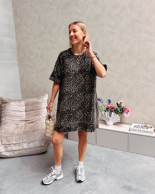 CHARLENE DENIM DRESS - LEOPARD - By Lenz