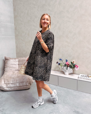 CHARLENE DENIM DRESS - LEOPARD - By Lenz