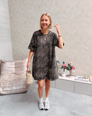 CHARLENE DENIM DRESS - LEOPARD - By Lenz
