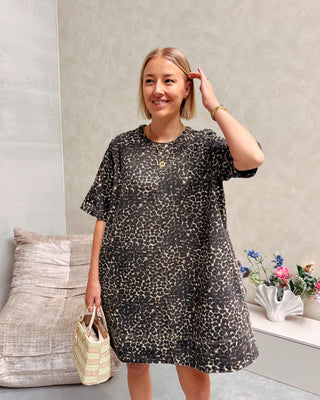 CHARLENE DENIM DRESS - LEOPARD - By Lenz