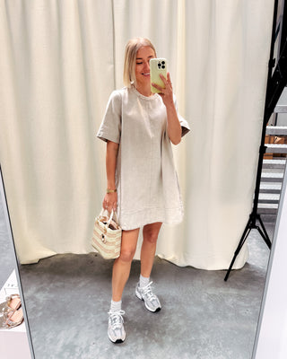 CHARLENE DENIM DRESS - CREAM - By Lenz
