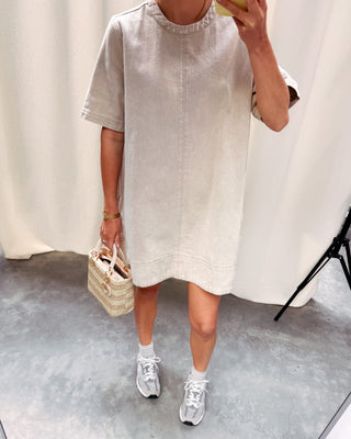 CHARLENE DENIM DRESS - CREAM - By Lenz