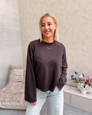 REMI OPEN BACK TEE - BROWN