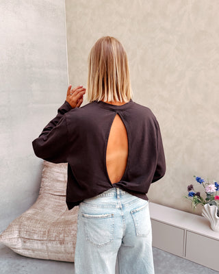 REMI OPEN BACK TEE - BROWN