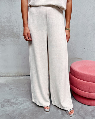 JOHANNA LINEN PANT - BEIGE - By Lenz