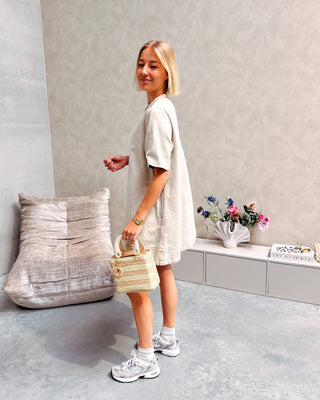 CHARLENE DENIM DRESS - CREAM - By Lenz