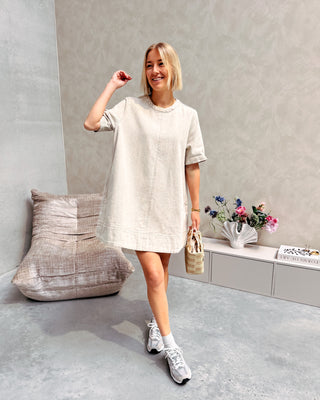 CHARLENE DENIM DRESS - CREAM - By Lenz