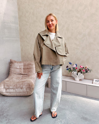 COCO CROPPED TRENCH JACKET - KAKI