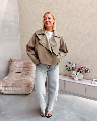 COCO CROPPED TRENCH JACKET - KAKI