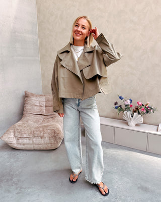 COCO CROPPED TRENCH JACKET - KAKI