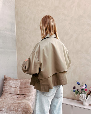 COCO CROPPED TRENCH JACKET - KAKI