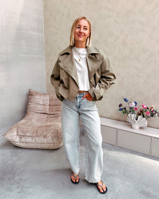 COCO CROPPED TRENCH JACKET - KAKI