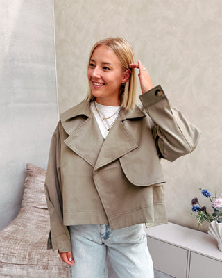 COCO CROPPED TRENCH JACKET - KAKI