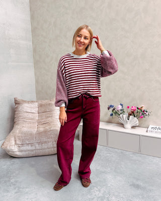 THE DRAMA QUEEN JEANS - BURGUNDY - By Lenz