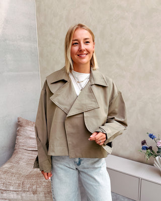COCO CROPPED TRENCH JACKET - KAKI