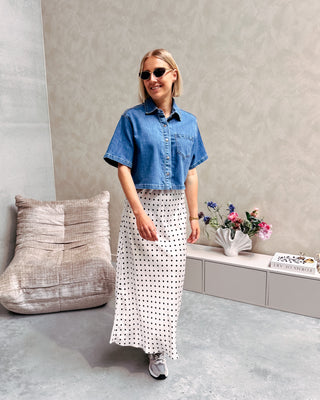 LOLA DOT SKIRT - WHITE - By Lenz