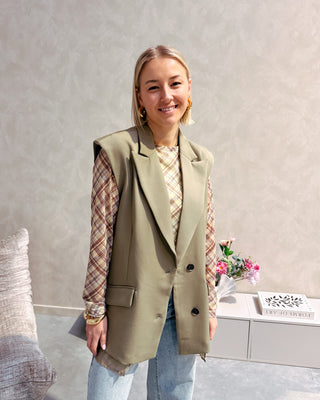 MARION CHECK MESH TOP - YELLOW - By Lenz