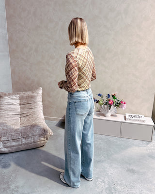 MARION CHECK MESH TOP - YELLOW - By Lenz