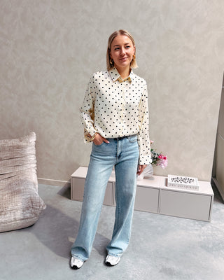 CLAIRE CREAM POLKA DOT BLOUSE - By Lenz