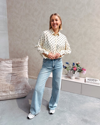 CLAIRE CREAM POLKA DOT BLOUSE - By Lenz