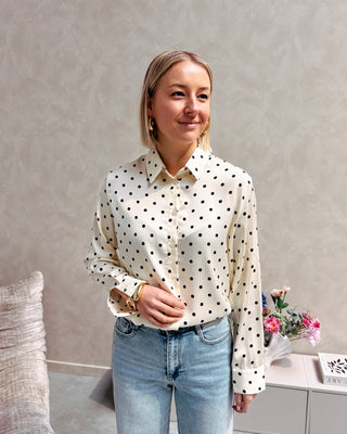 CLAIRE CREAM POLKA DOT BLOUSE - By Lenz